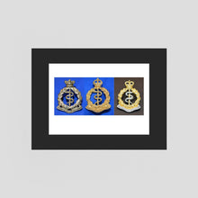 Composite image showing British Royal Army Medical Corps Victorian, World War 2 & Post-1953 Bi-metal versions