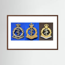Composite image showing British Royal Army Medical Corps Victorian, World War 2 & Post-1953 Bi-metal versions