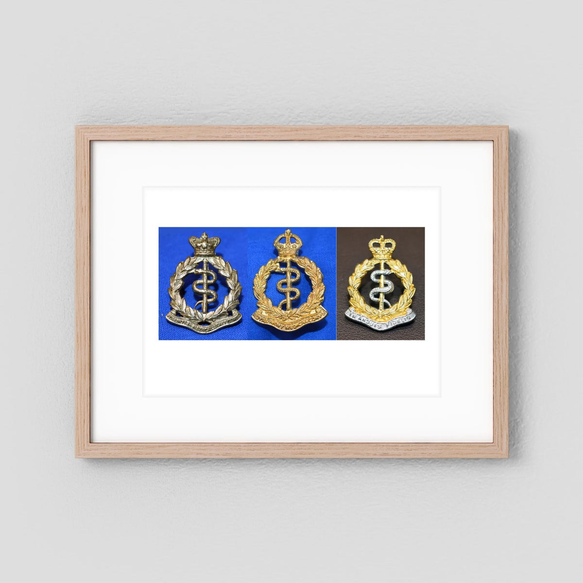 Composite image showing British Royal Army Medical Corps Victorian, World War 2 & Post-1953 Bi-metal versions