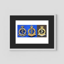 Composite image showing British Royal Army Medical Corps Victorian, World War 2 & Post-1953 Bi-metal versions