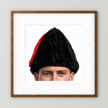 Canadian Military Issue Royal Military College Winter Wedge Fur Hat, Jan.1986 — photograph displayed in a black wood frame mockup
