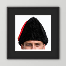 Canadian Military Issue Royal Military College Winter Wedge Fur Hat, Jan.1986 — photograph displayed in a black wood frame mockup