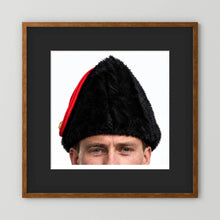 Canadian Military Issue Royal Military College Winter Wedge Fur Hat, Jan.1986 — photograph displayed in a black wood frame mockup