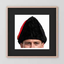Canadian Military Issue Royal Military College Winter Wedge Fur Hat, Jan.1986 — photograph displayed in a black wood frame mockup