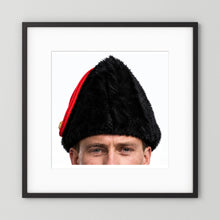 Canadian Military Issue Royal Military College Winter Wedge Fur Hat, Jan.1986 — photograph displayed in a black wood frame mockup