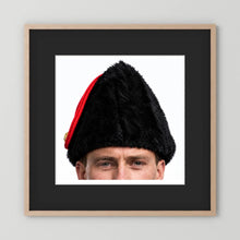 Canadian Military Issue Royal Military College Winter Wedge Fur Hat, Jan.1986 — photograph displayed in a black wood frame mockup