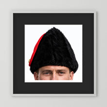 Canadian Military Issue Royal Military College Winter Wedge Fur Hat, Jan.1986 — photograph displayed in a black wood frame mockup