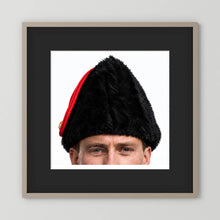 Canadian Military Issue Royal Military College Winter Wedge Fur Hat, Jan.1986 — photograph displayed in a black wood frame mockup