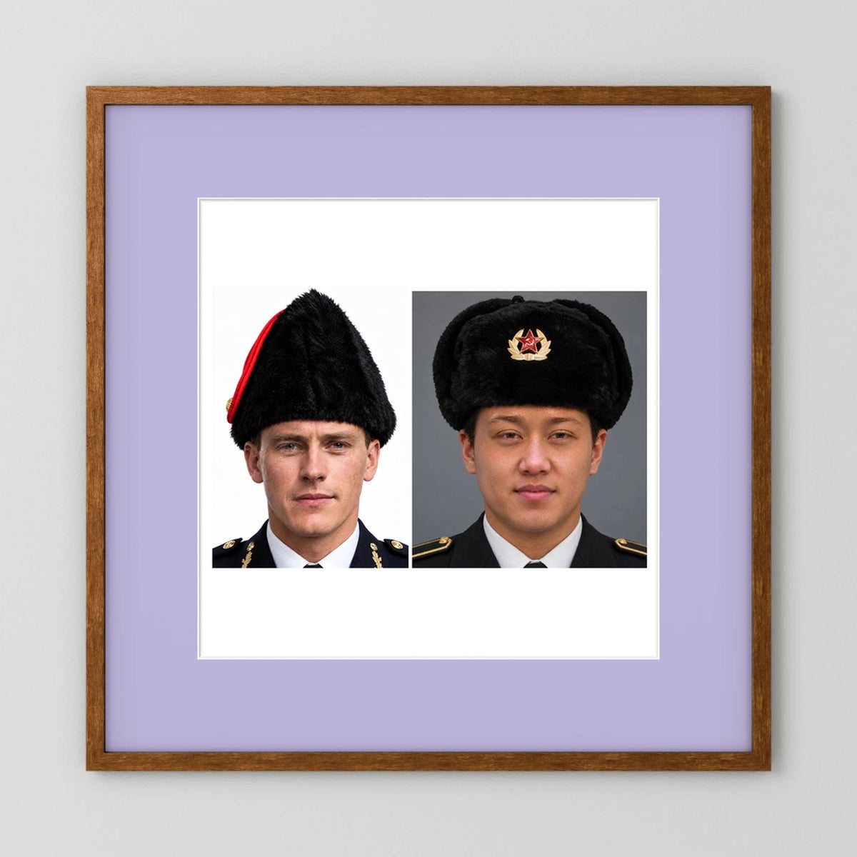 Composite image showing Canadian Military Winter Wedge Fur Hat and Russian Army Ushanka
