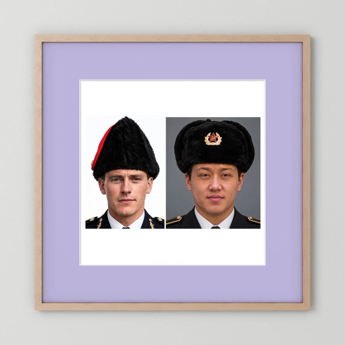 Composite image showing Canadian Military Winter Wedge Fur Hat and Russian Army Ushanka