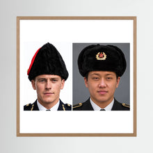 Composite image showing Canadian Military Winter Wedge Fur Hat and Russian Army Ushanka