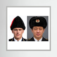 Composite image showing Canadian Military Winter Wedge Fur Hat and Russian Army Ushanka