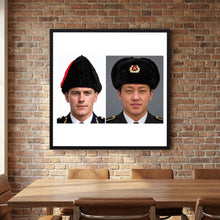 Composite image showing Canadian Military Winter Wedge Fur Hat and Russian Army Ushanka