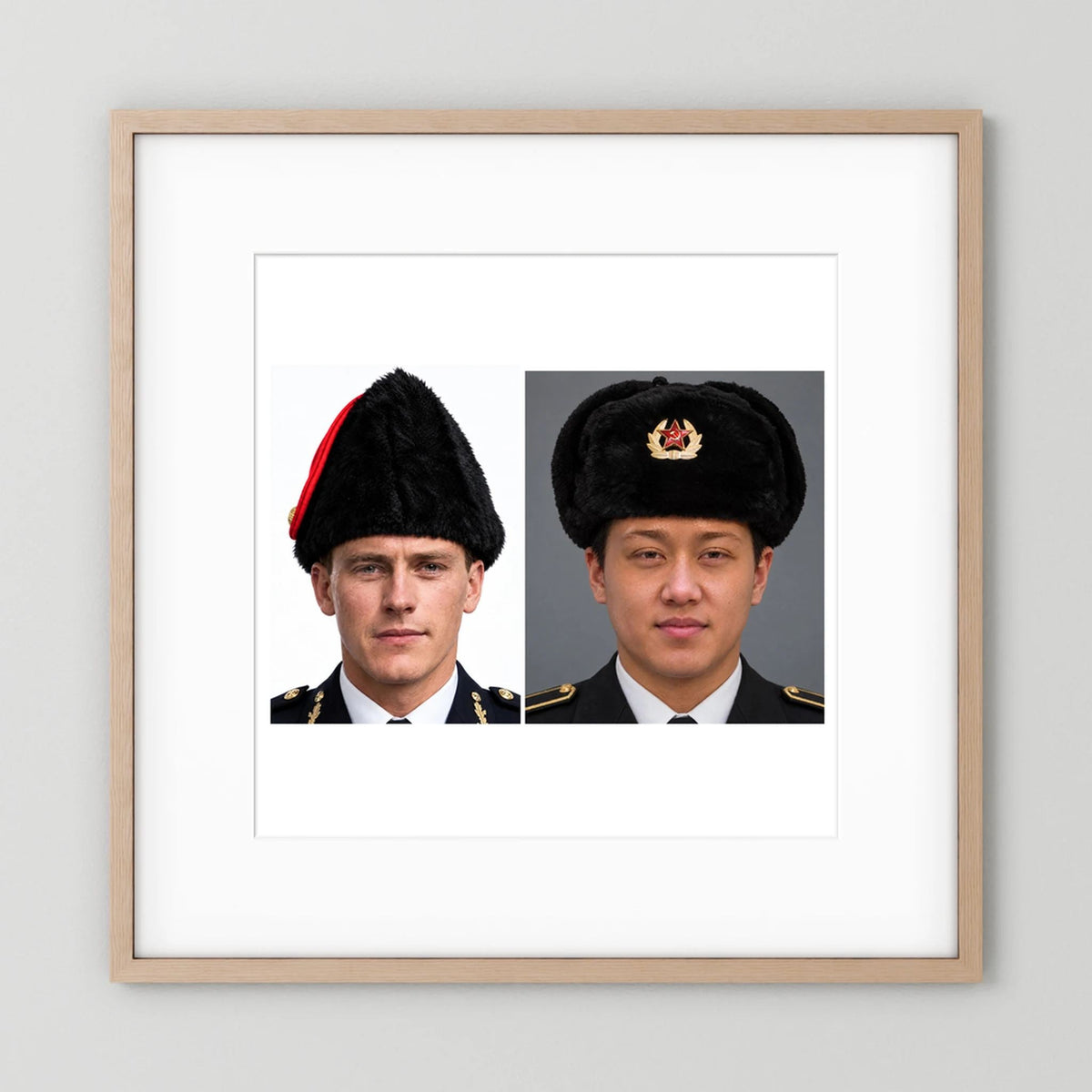 Composite image showing Canadian Military Winter Wedge Fur Hat and Russian Army Ushanka