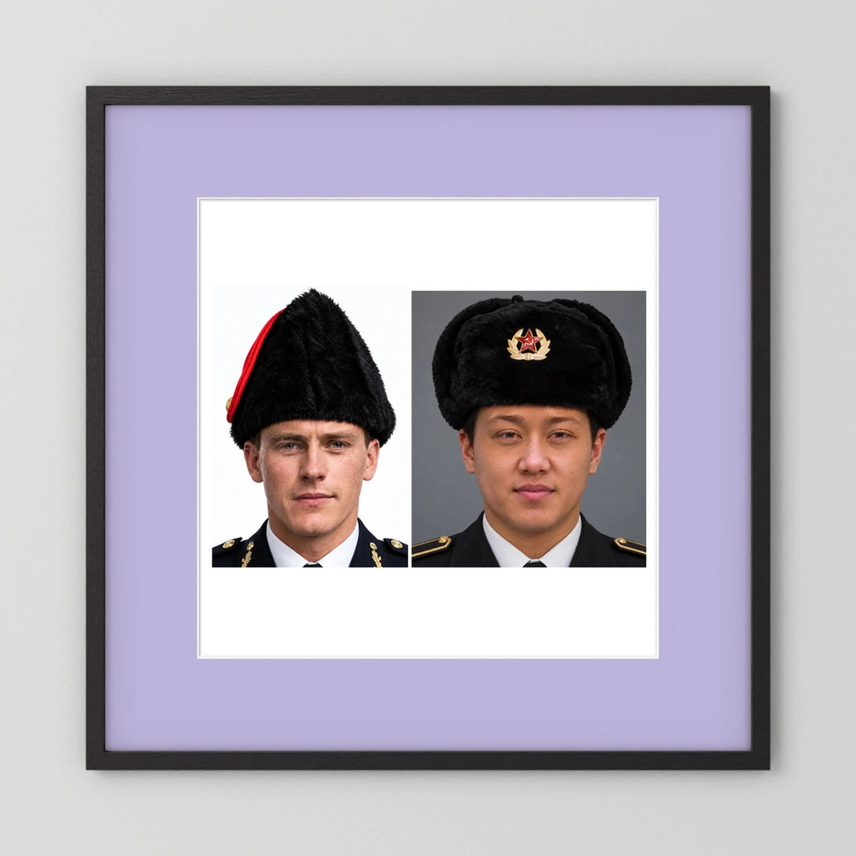 Composite image showing Canadian Military Winter Wedge Fur Hat and Russian Army Ushanka