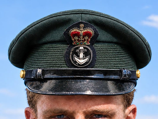 Photograph of Canadian Royal Navy Officer Visor Cap 1969, H.M.S. Rainbow