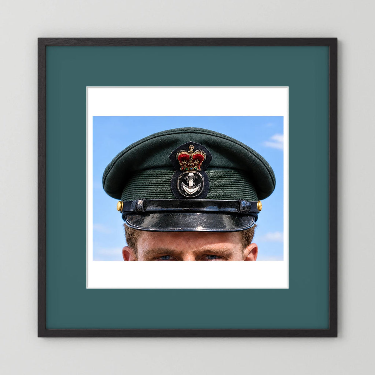 Canadian Royal Navy Officer Visor Cap 1969, H.M.S. Rainbow — photograph presentation mockup