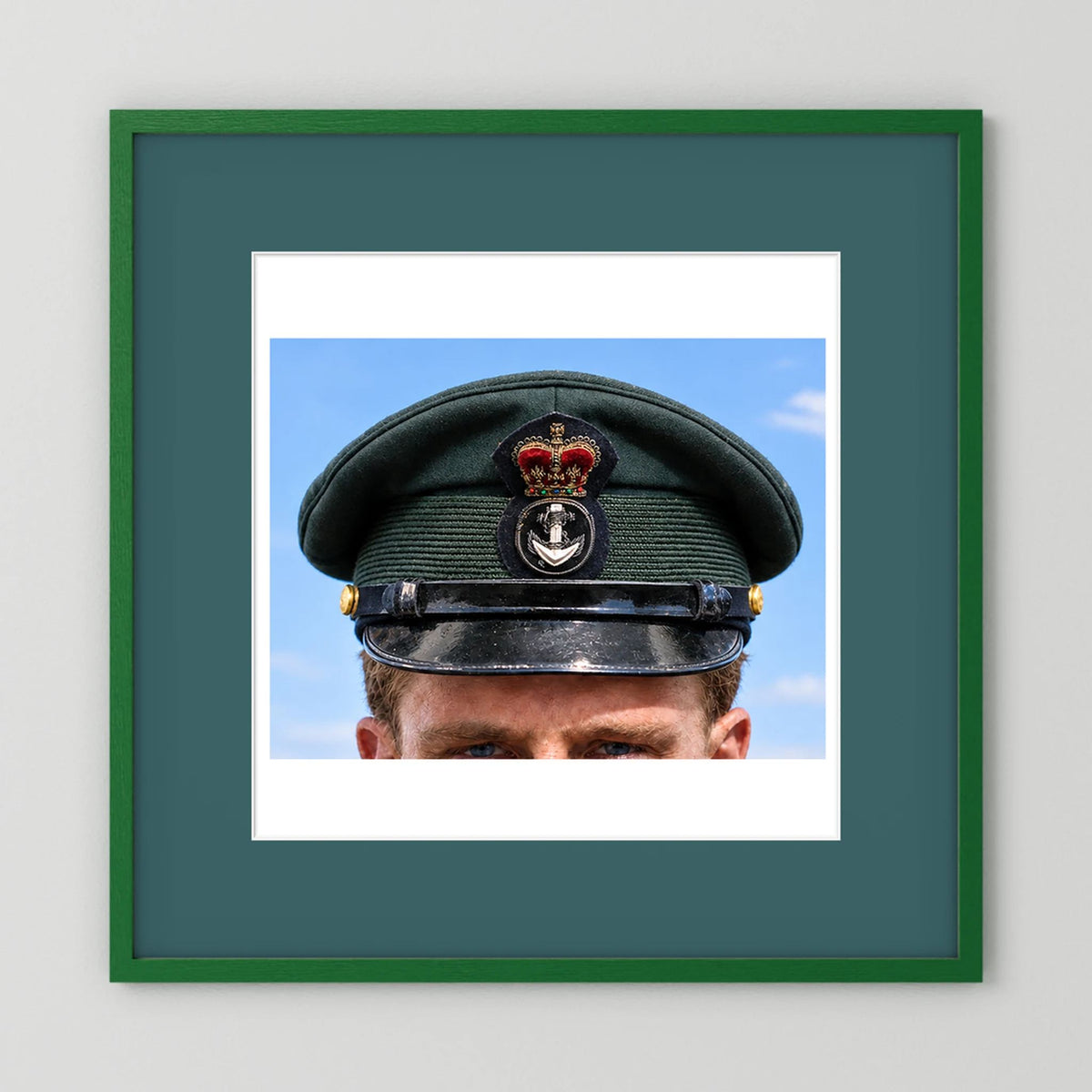 Canadian Royal Navy Officer Visor Cap 1969, H.M.S. Rainbow — photograph presentation mockup