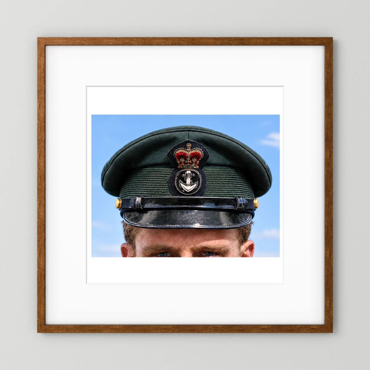 Canadian Royal Navy Officer Visor Cap 1969, H.M.S. Rainbow — photograph presentation mockup