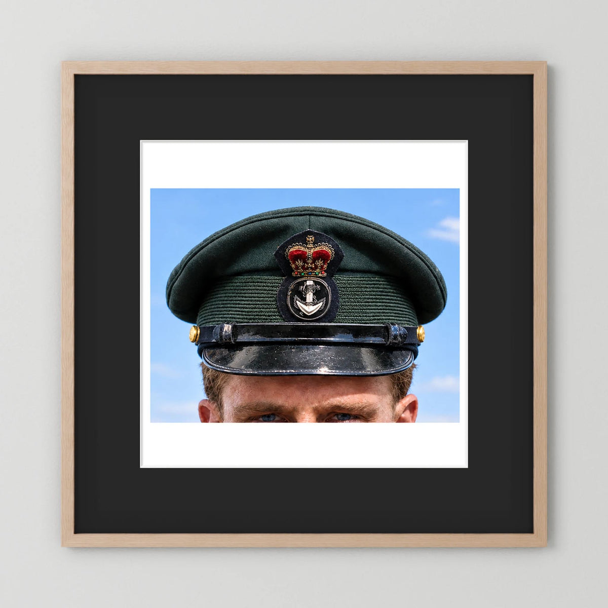 Canadian Royal Navy Officer Visor Cap 1969, H.M.S. Rainbow — photograph presentation mockup