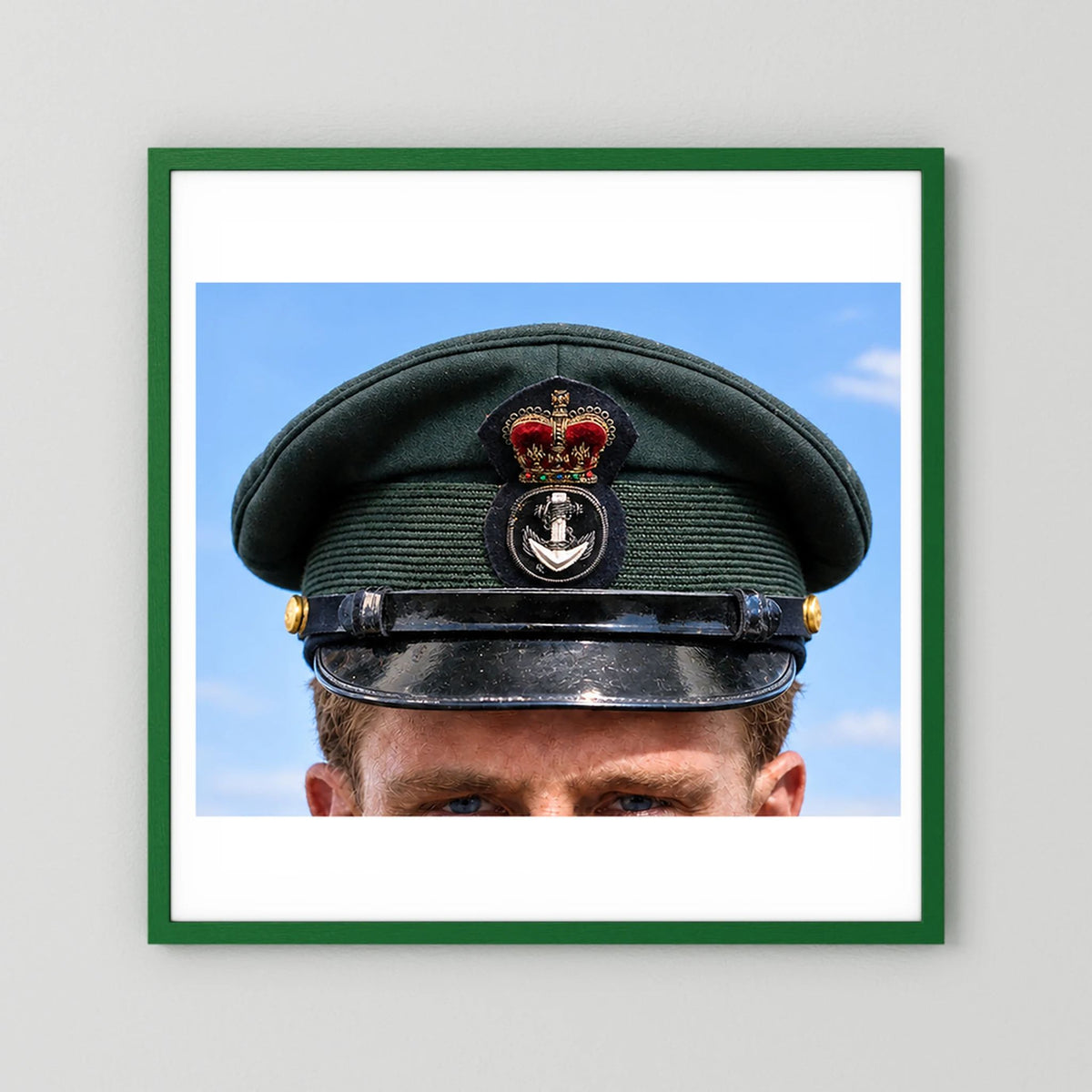 Canadian Royal Navy Officer Visor Cap 1969, H.M.S. Rainbow — photograph presentation mockup