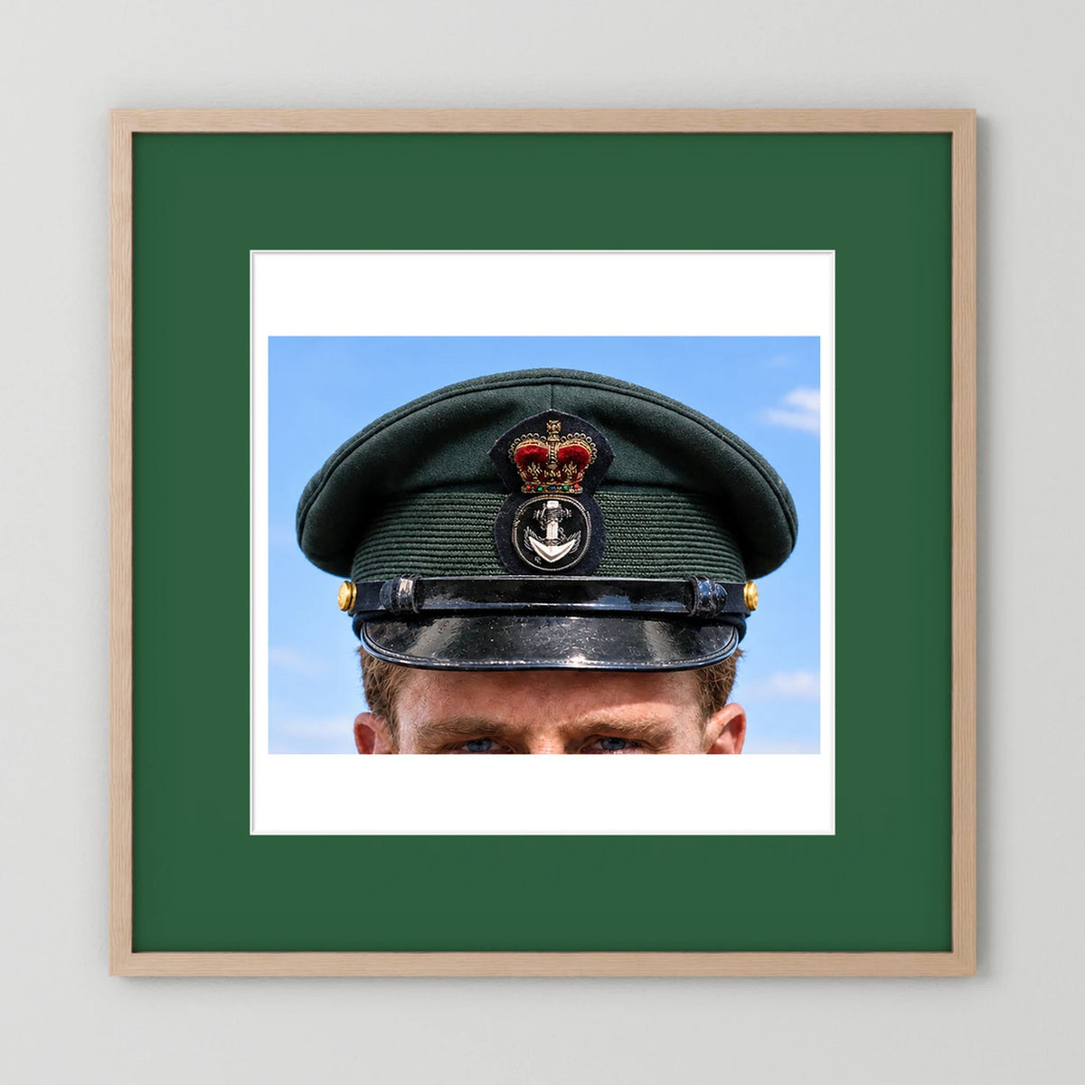 Canadian Royal Navy Officer Visor Cap 1969, H.M.S. Rainbow — photograph presentation mockup