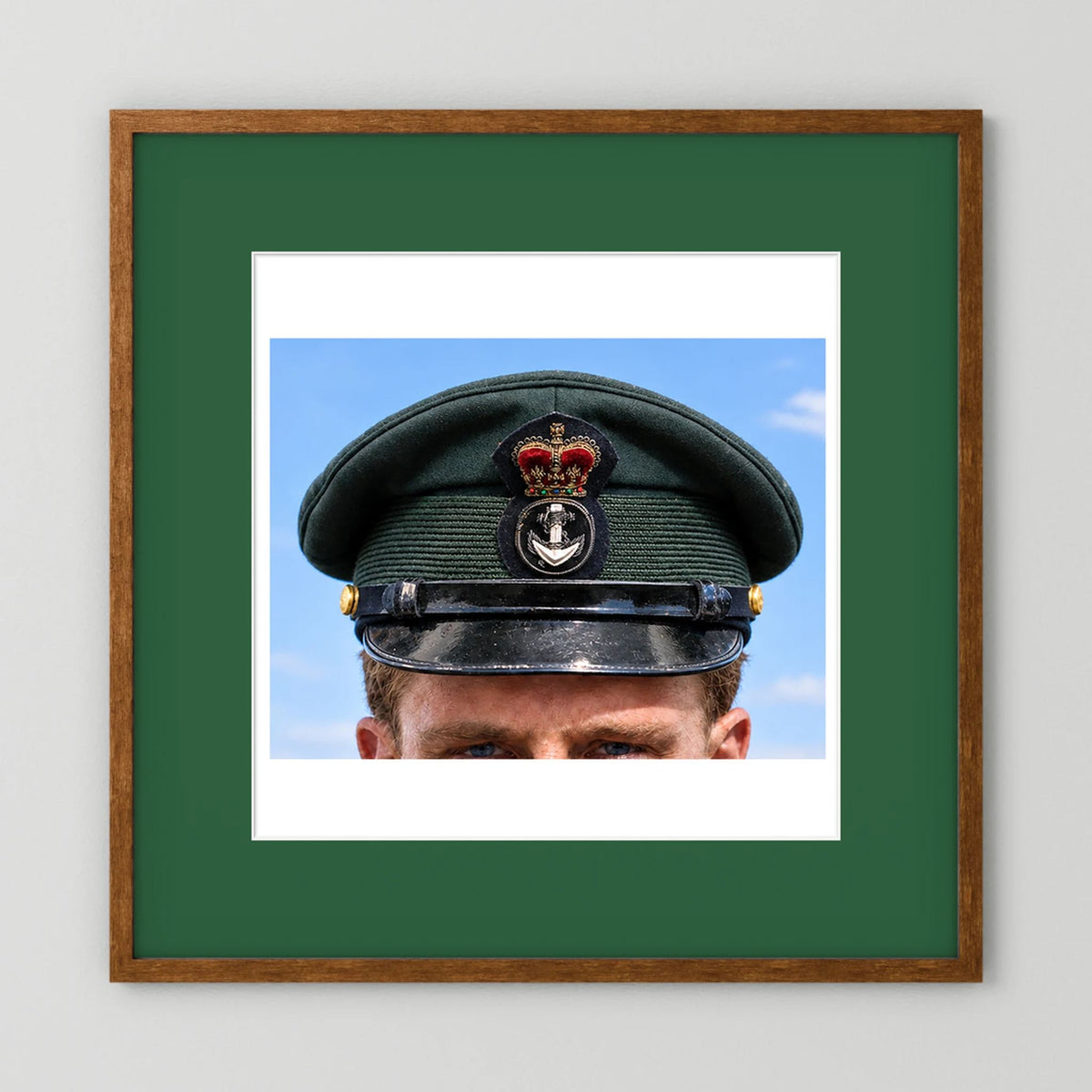 Canadian Royal Navy Officer Visor Cap 1969, H.M.S. Rainbow — photograph presentation mockup