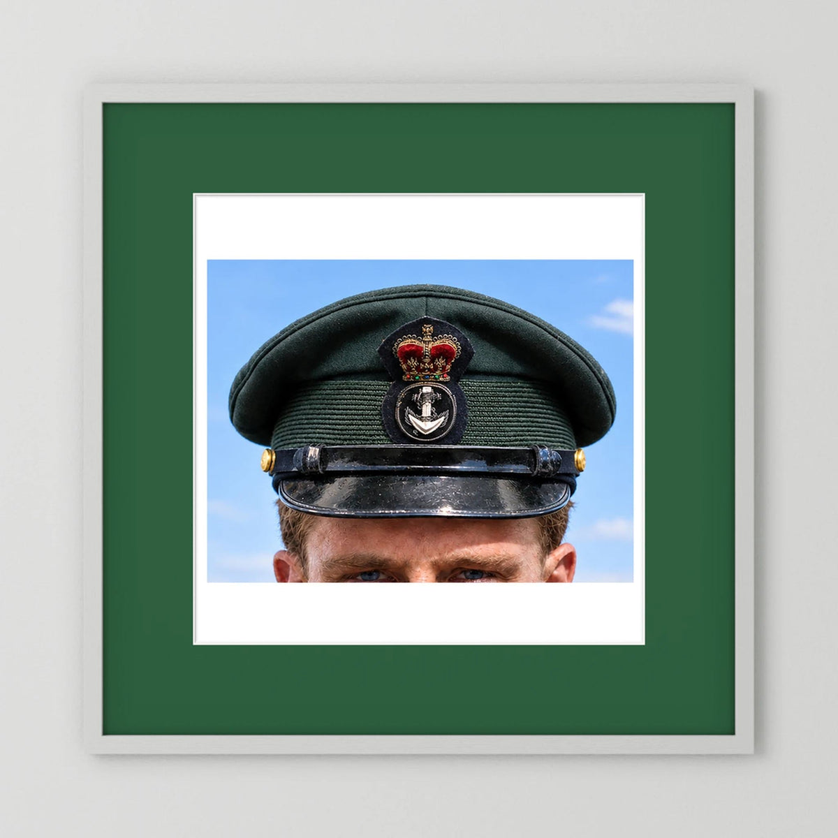 Canadian Royal Navy Officer Visor Cap 1969, H.M.S. Rainbow — photograph presentation mockup