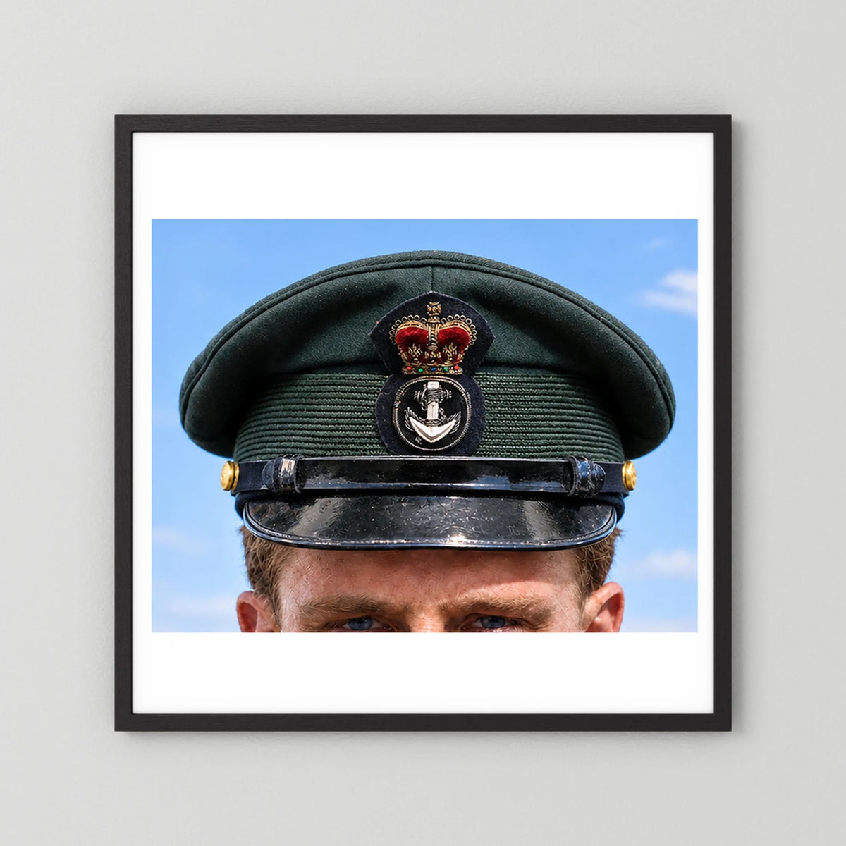 Canadian Royal Navy Officer Visor Cap 1969, H.M.S. Rainbow — photograph presentation mockup