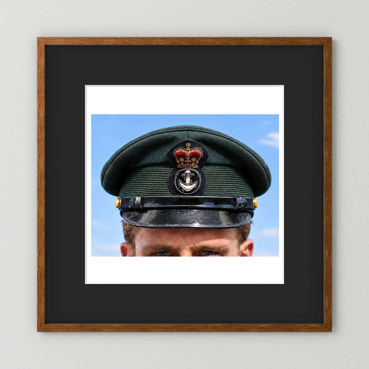 Canadian Royal Navy Officer Visor Cap 1969, H.M.S. Rainbow — photograph presentation mockup