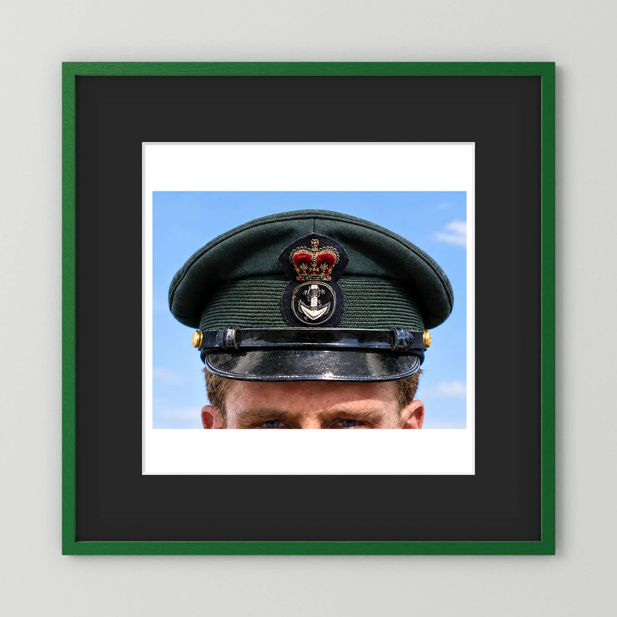 Canadian Royal Navy Officer Visor Cap 1969, H.M.S. Rainbow — photograph presentation mockup
