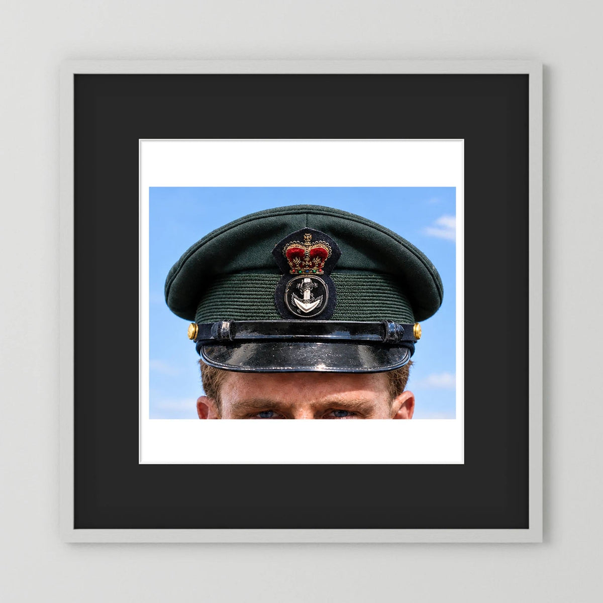 Canadian Royal Navy Officer Visor Cap 1969, H.M.S. Rainbow — photograph presentation mockup