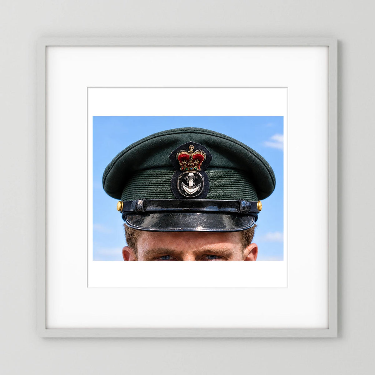 Canadian Royal Navy Officer Visor Cap 1969, H.M.S. Rainbow — photograph presentation mockup