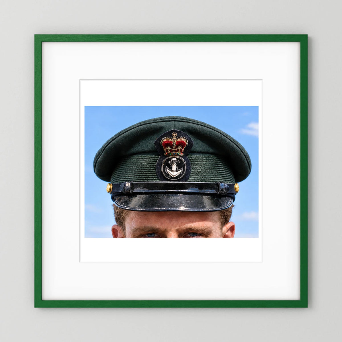 Canadian Royal Navy Officer Visor Cap 1969, H.M.S. Rainbow — photograph presentation mockup