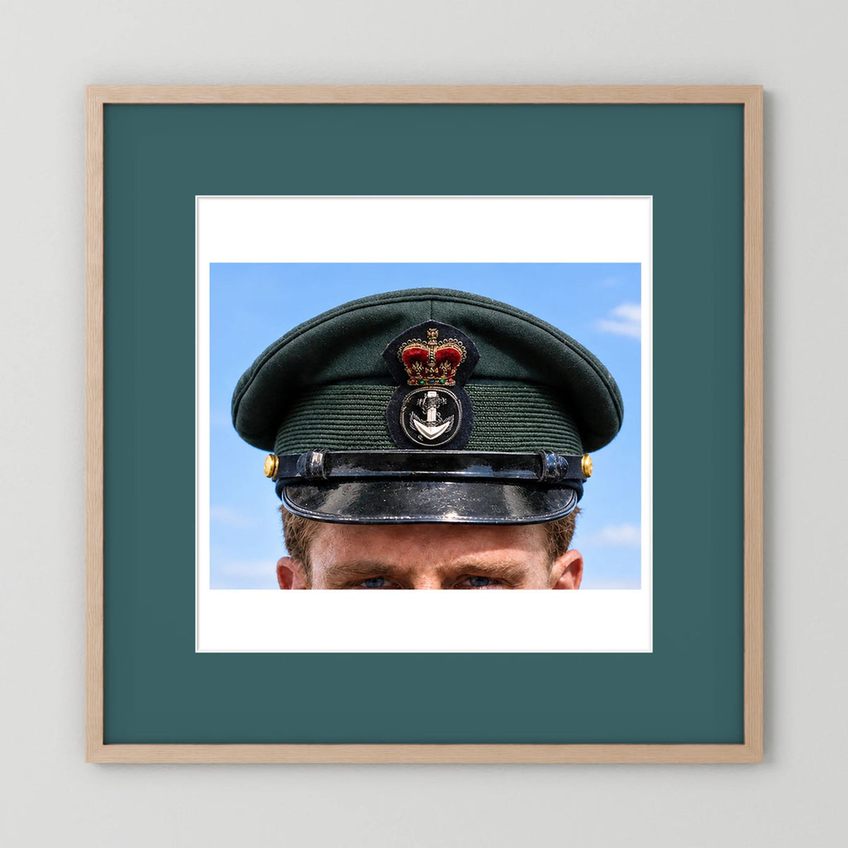 Canadian Royal Navy Officer Visor Cap 1969, H.M.S. Rainbow — photograph presentation mockup