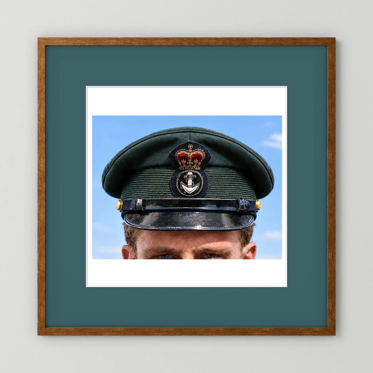 Canadian Royal Navy Officer Visor Cap 1969, H.M.S. Rainbow — photograph presentation mockup