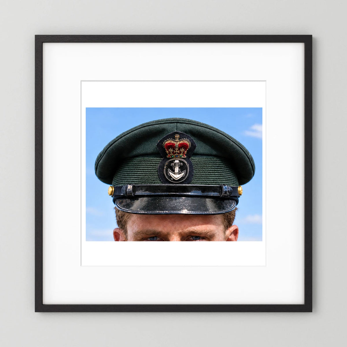 Canadian Royal Navy Officer Visor Cap 1969, H.M.S. Rainbow — photograph presentation mockup