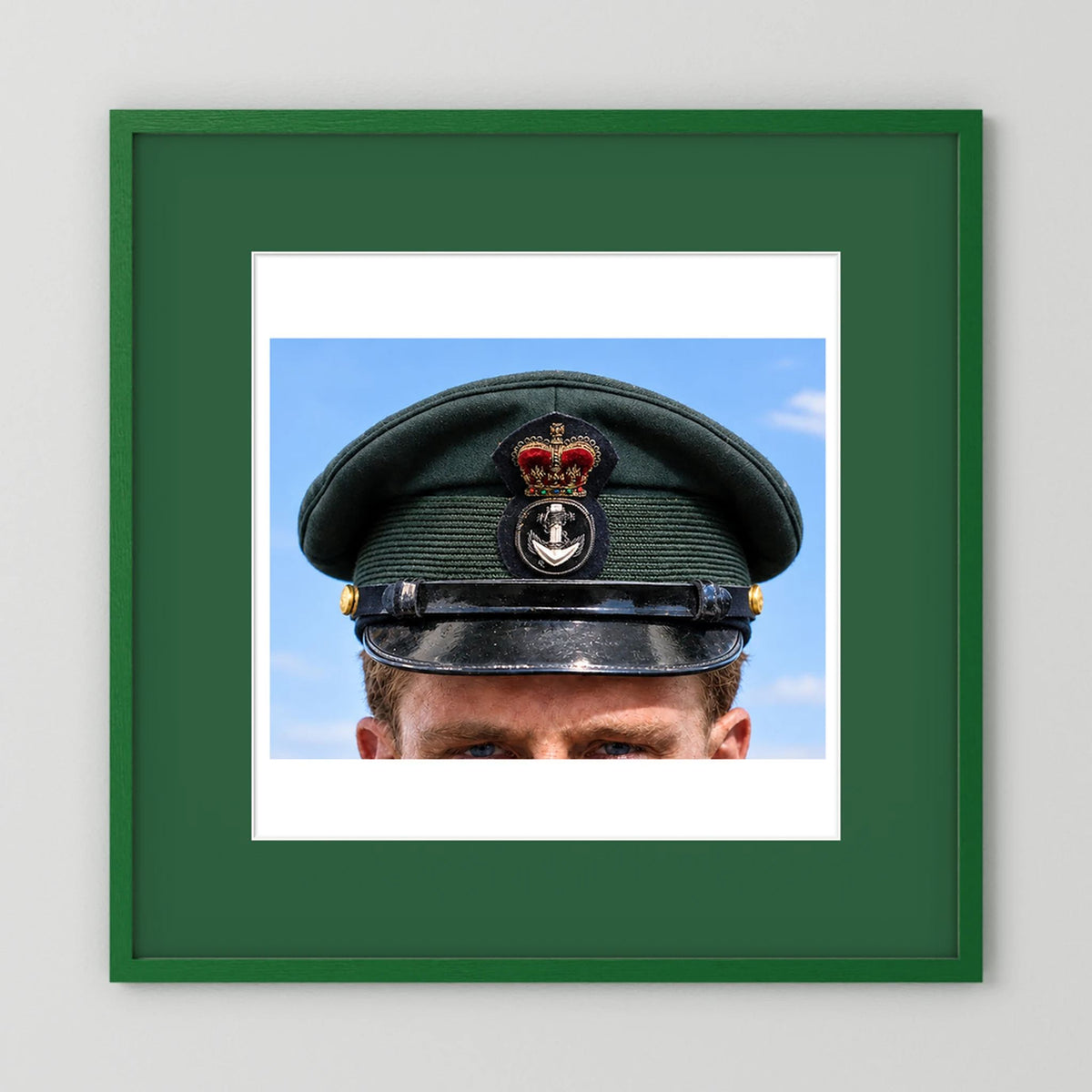 Canadian Royal Navy Officer Visor Cap 1969, H.M.S. Rainbow — photograph presentation mockup