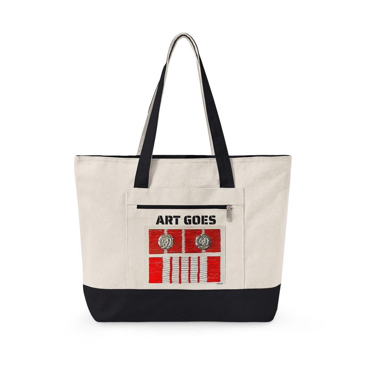 Canvas Tote — 'Art Goes to War' Graphic Zippered Tote Bag - Art goes to War