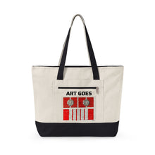 Canvas Tote — 'Art Goes to War' Graphic Zippered Tote Bag — product photograph