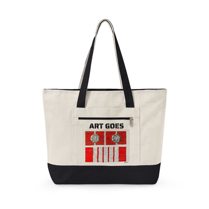 Canvas Tote — 'Art Goes to War' Graphic Zippered Tote Bag - Art goes to War
