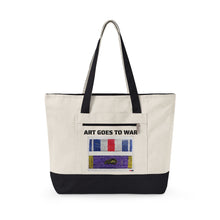 Canvas Tote — "Art Goes to War" Graphic Zippered Tote Bag — product photograph