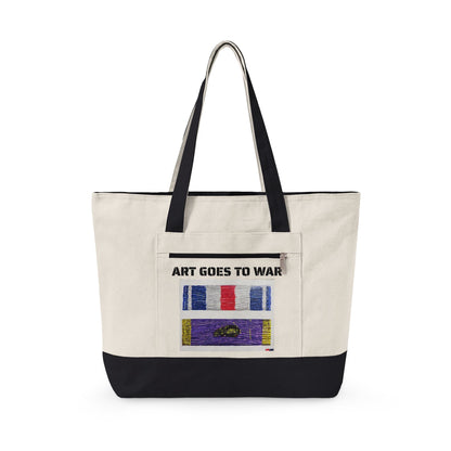 Canvas Tote — "Art Goes to War" Graphic Zippered Tote Bag - Art goes to War