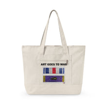Canvas Tote — "Art Goes to War" Graphic Zippered Tote Bag — product photograph