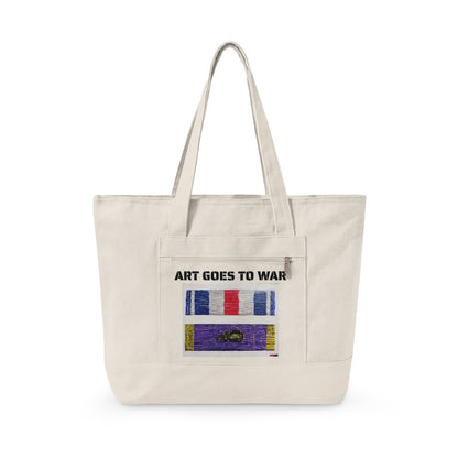 Canvas Tote — "Art Goes to War" Graphic Zippered Tote Bag - Art goes to War