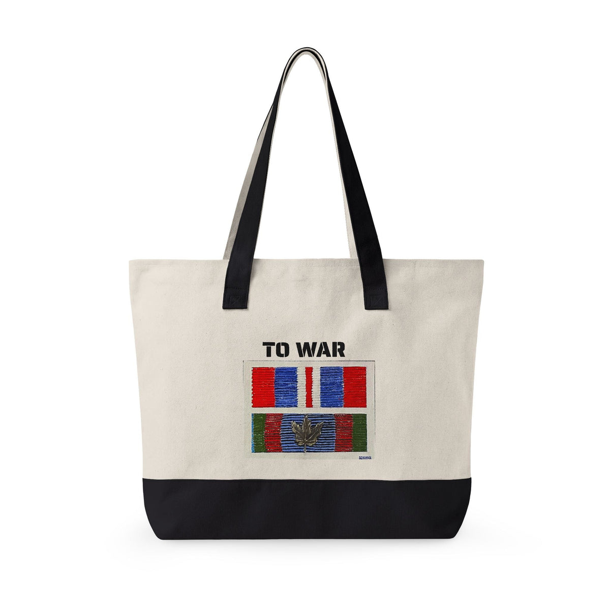 Canvas Tote — 'Art Goes to War' Graphic Zippered Tote Bag - Art goes to War