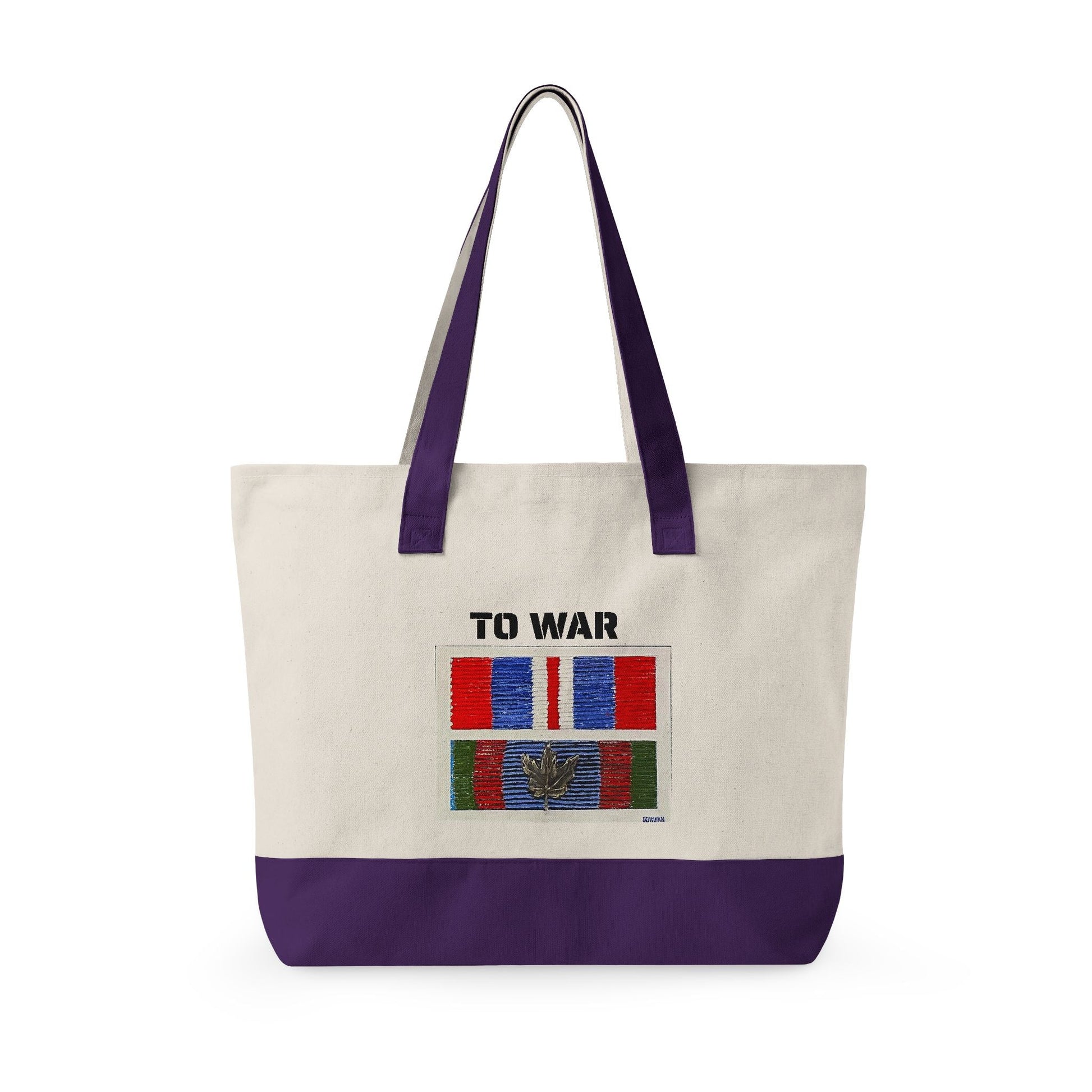 Canvas Tote — 'Art Goes to War' Graphic Zippered Tote Bag - Art goes to War