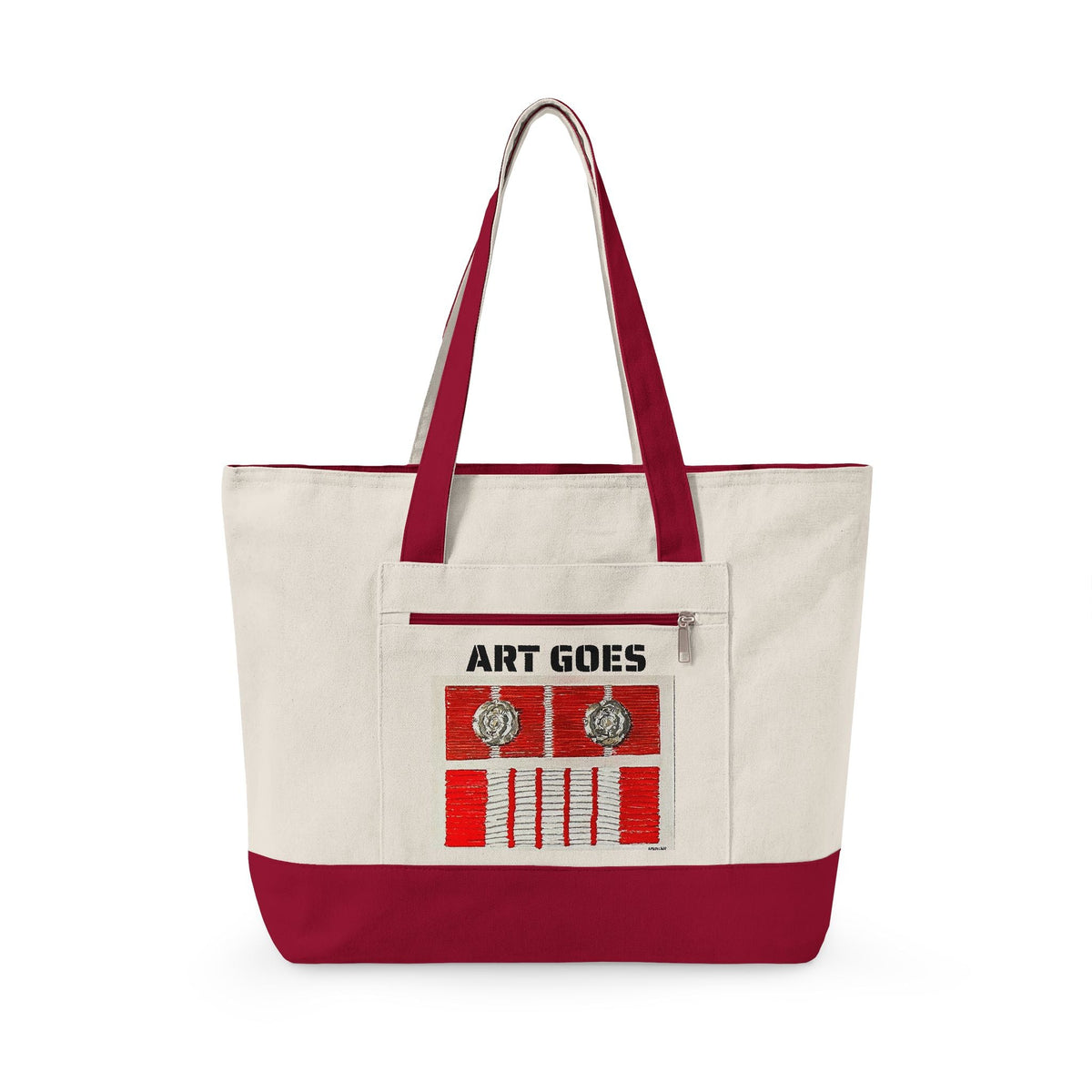 Canvas Tote — 'Art Goes to War' Graphic Zippered Tote Bag - Art goes to War
