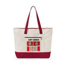 Canvas Tote — 'Art Goes to War' Graphic Zippered Tote Bag — product photograph