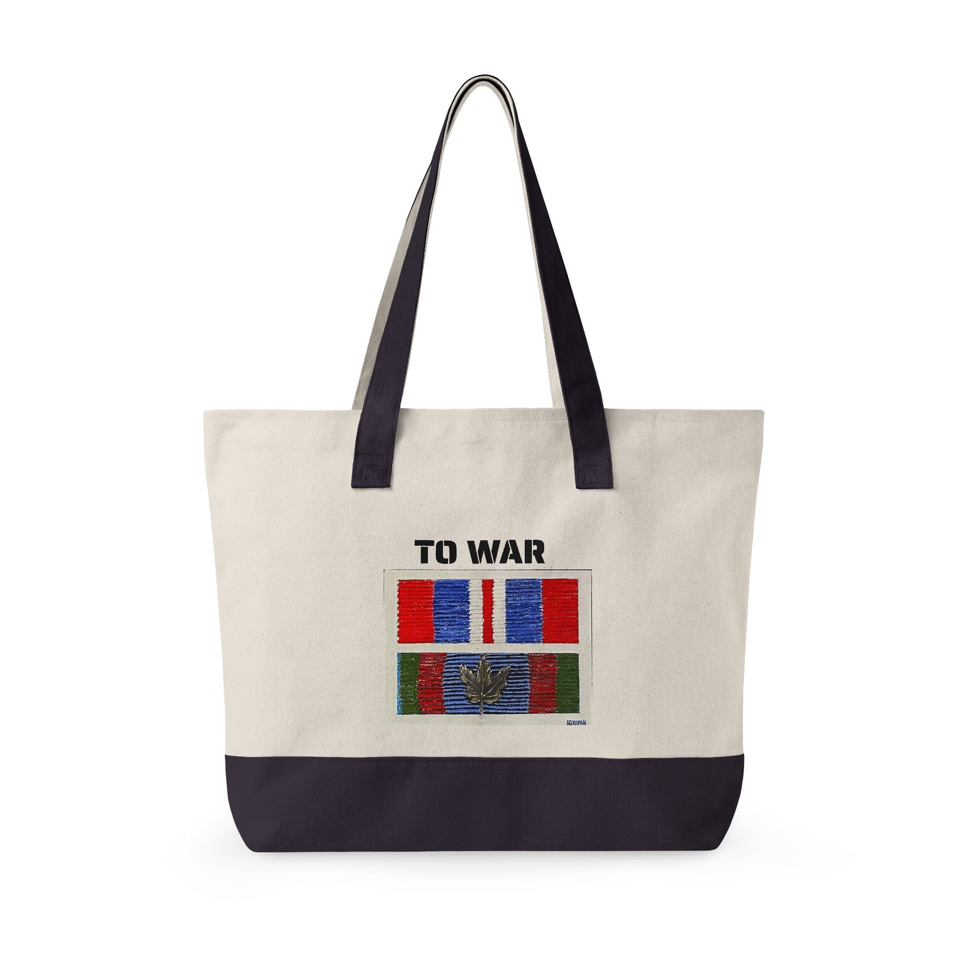 Canvas Tote — 'Art Goes to War' Graphic Zippered Tote Bag - Art goes to War